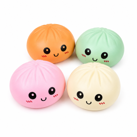 Jucarii Virale - Dumpling Squishy Color Mix cu Bol - Jucarie Antistres Kawaii