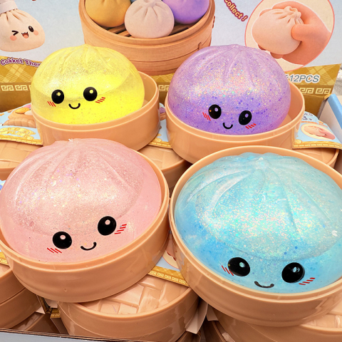 Dumpling Squishy Glitter - Jucarie Antistres Kawaii cu Bol, Slow Squeeze [2]