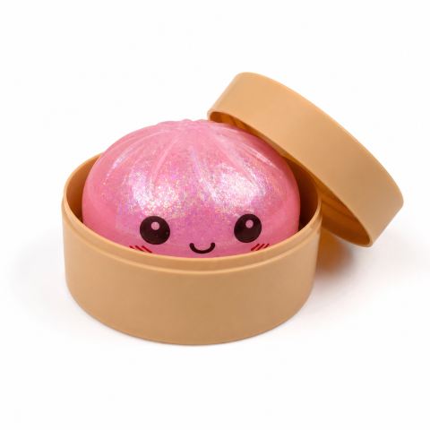 Dumpling Squishy Glitter - Jucarie Antistres Kawaii cu Bol, Slow Squeeze [3]