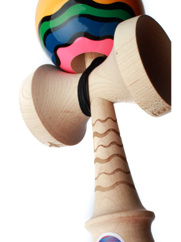Cumpara George Marshall Signature Model Kendama - Sweets Sweets Sweets George Marshall Signature Model Kendama Product Features: Maple ken with etched wave lines Brilliant graphics on the tama from top to bottom Choice of Sticky Clear or Cushion Clear finish Extra string, sticker pack & instructions. Kendama originala din lemn, ideala pentru freestyle, antrenament si competitie. Potrivita pentru incepatori si avansati. [3]