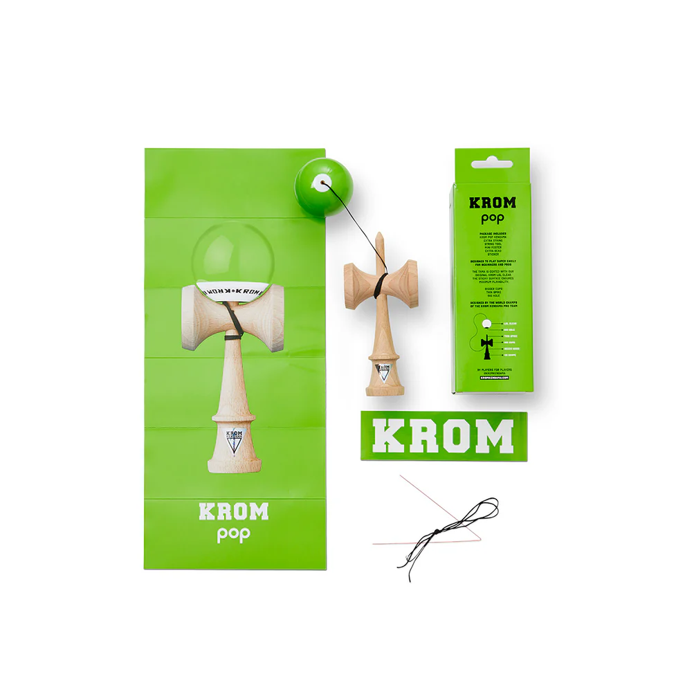 Cumpara Kendama Krom POP LOL STICKY Lime Green KROM <h2>Kendama Krom POP LOL Lime Green – Originală Lemn de Fag</h2><p><strong>Controlează mai bine fiecare trick</strong> datorită stratului <em>sticky</em> de pe tama (61 mm) și echilibrului optim al ken-ului din lemn de fag.</p><ul> <li>Lemn: fag finisaj de calitate</li> <li>Tama: 61 mm vopsea sticky pentru aderență</li> <li>Gaură centrală optimizată pentru lacing</li> <li>Sfoară rezistentă + bead incluse</li> <li>Potrivită pentru începători și avansați</li></ul><p>Concepută de <strong>KROM</strong> pentru sesiuni zilnice – de la primul spike până la combinații avansate de lighthouse lunars și stil flow.</p>. Kendama originala din lemn, ideala pentru freestyle, antrenament si competitie. Potrivita pentru incepatori si avansati. [6]