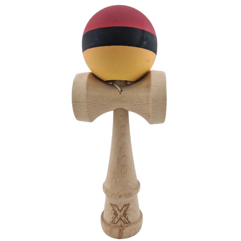 KENDAMA - Kendama Profesionala, din Lemn, 18 cm,  Multicolor Rosu Negru Galben - kendama profesionala ReduceriAngro.ro