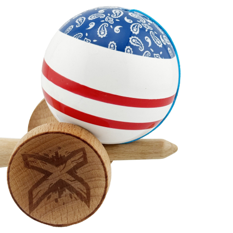 Kendama X CHICANOS, Super Sticky cu Cupe Mari, Rulment Metalic, din lemn 18 cm, Ata 55 cm, Albastru/Alb - ReduceriAngro.ro [6]