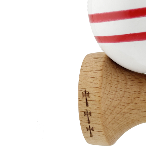 Kendama X CHICANOS, Super Sticky cu Cupe Mari, Rulment Metalic, din lemn 18 cm, Ata 55 cm, Auriu/Alb - ReduceriAngro.ro [4]