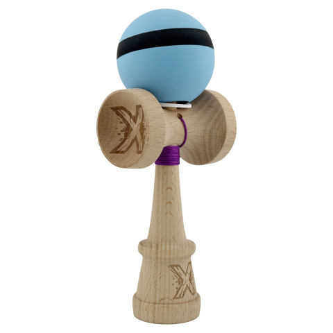 Kendama X PRO, Cupe Mari KING SIZE V3, Rubber Grip, Gaura in Baza, Rulment Metalic, Ata 62/65 cm, M Bleu/Negru/Bleu
