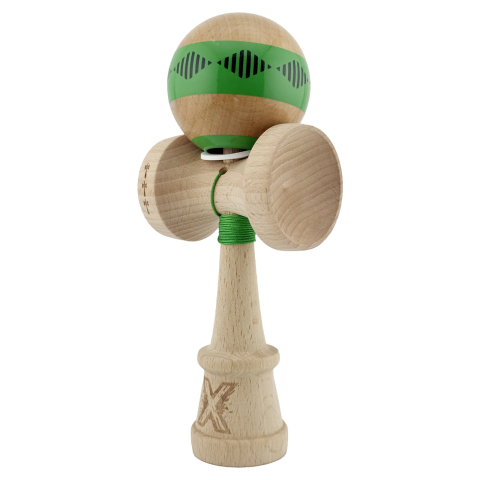Kendama X FREQUENCY, Profesionala, Cupe Mari, Super Sticky, Gaura in Baza, Rulment, Ata 55cm, Verde/Maro [1]
