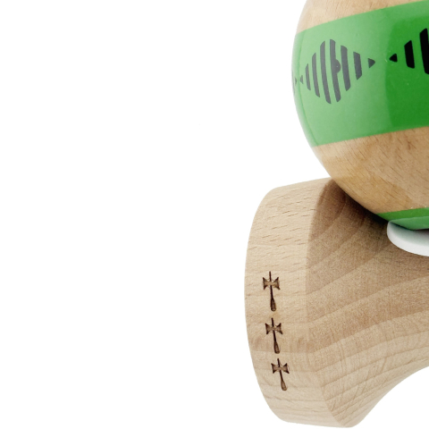 Kendama X FREQUENCY, Profesionala, Cupe Mari, Super Sticky, Gaura in Baza, Rulment, Ata 55cm, Verde/Maro [5]