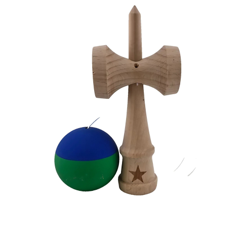 Kendama X, Profesionala, din Lemn, Rubber Grip, 18 cm, Albastru/Verde - kendama profesionala ReduceriAngro.ro [1]
