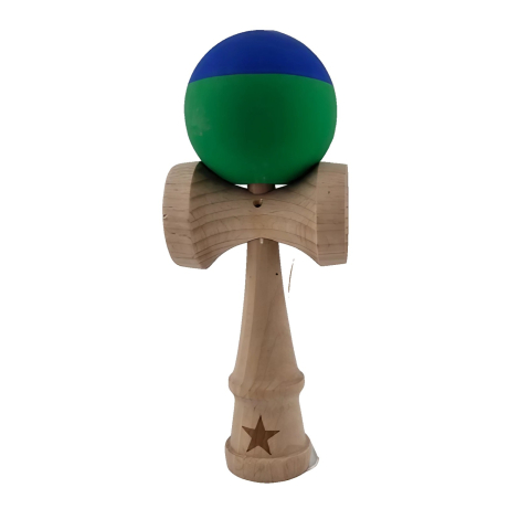 KENDAMA - Kendama X, Profesionala, din Lemn, Rubber Grip, 18 cm, Albastru/Verde - kendama profesionala ReduceriAngro.ro