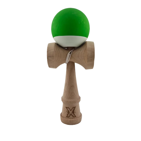 KENDAMA - Kendama X, Profesionala, din Lemn, Rubber Grip, 18 cm, Verde/Alb - kendama profesionala ReduceriAngro.ro