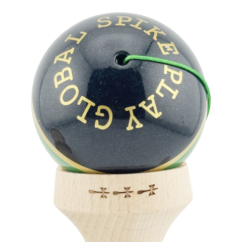 Kendama X ROYAL SPIKE, Profesionala, Cupe Mari, Super Sticky, Gaura in Baza, Rulment, Ata 55cm, Inel Verde [7]