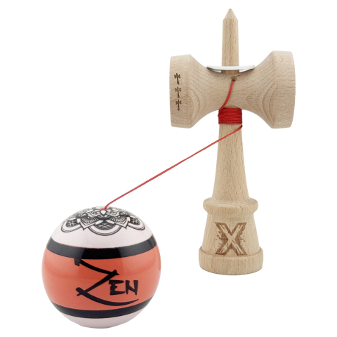 Kendama X Zen Series, Profesionala, Cupe Mari, Super Sticky, Gaura in Baza, Rulment, Ata 55cm, Coral [2]
