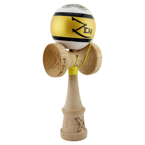 Kendama X PRO - Kendama X ZEN, Super Sticky Legendary Cupe Mari, Rulment Metalic cu Ata 55 cm, Auriu/Alb - ReduceriAngro.ro