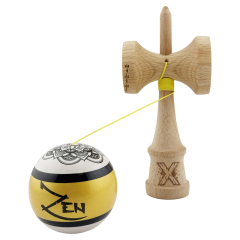 Kendama X ZEN, Super Sticky Legendary Cupe Mari, Rulment Metalic cu Ata 55 cm, Auriu/Alb - ReduceriAngro.ro [1]