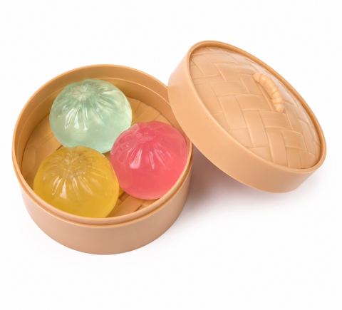Jucarii Virale - Set 3 Mini Dumpling Squishy - Jucarii Antistres Steamed Bun Mystery