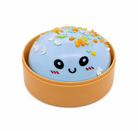 Jucarii Virale - Squishy Dumpling cu Stelute si Fulgi - Jucarie Antistres Slow Rise 8 cm