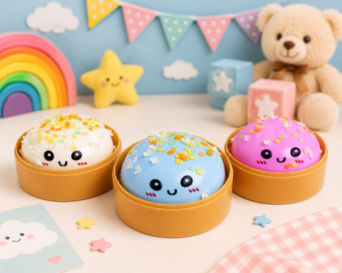 Squishy Dumpling cu Stelute si Fulgi - Jucarie Antistres Slow Rise 8 cm [1]