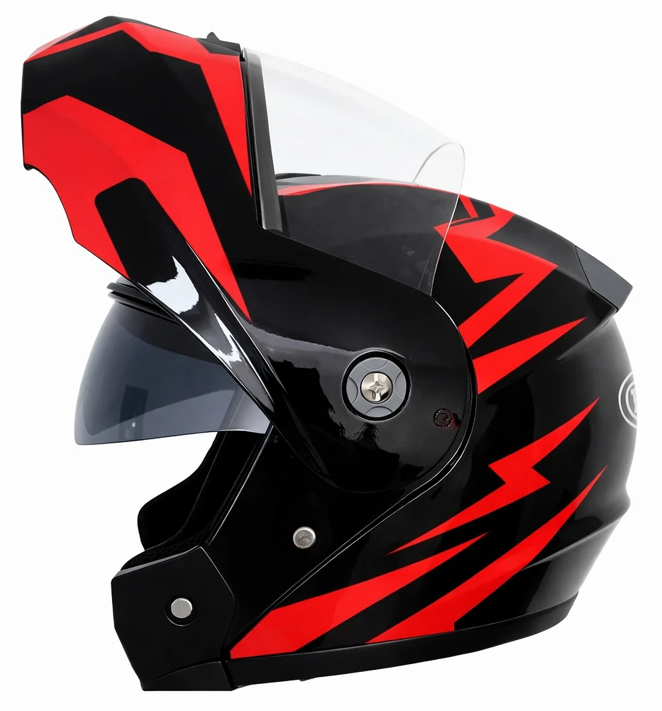 Cască moto Flip‑up TECH – Full‑Face Modulară, Negru Lucios + Roșu Intens, Mărimea L (59–60 cm) [3]