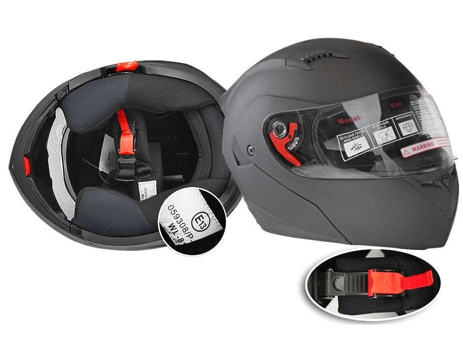 Cască moto modulară Neagră L (59–60 cm) — Flip‑up, vizieră internă retractabilă [3]