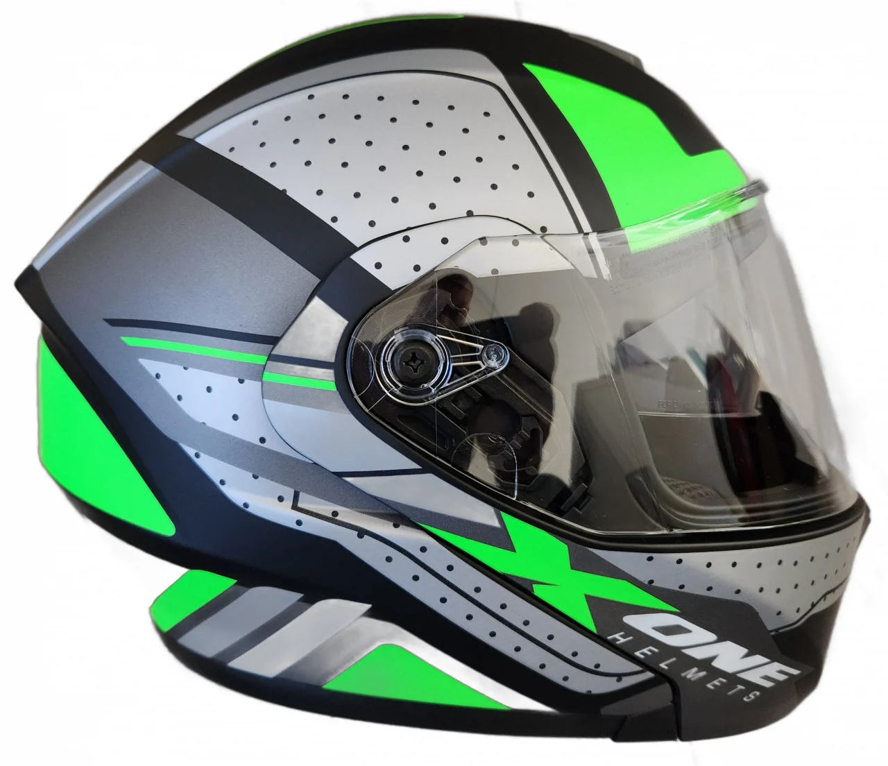 Cască moto modulară X‑One „Verde” – Flip‑Up, Mărimea XL (61 cm) [3]