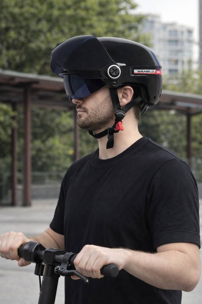 Casca Wanslo RM-010 negru lucios | Cască trotinetă și bicicletă ajustabilă pentru adulți [4]