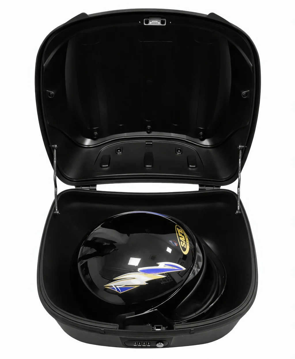 Cutie portbagaj scuter RM‑76 (40L) – capac negru lucios, închidere cu cifru [7]