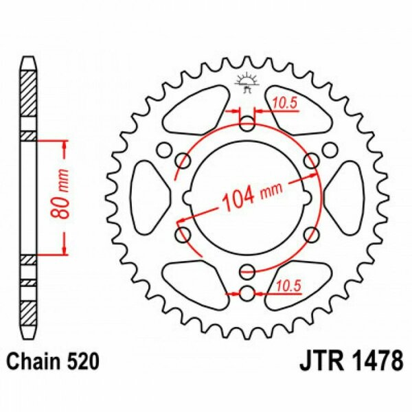 Foaie Spate JT JTR1478.40 – 40T, Pas Lanț 520 [2]