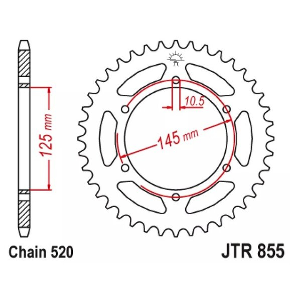 Foaie Spate JT JTR855.48 – 48T, Pas 520 – Yamaha XJ600 / Diversion (1991–2008) [2]
