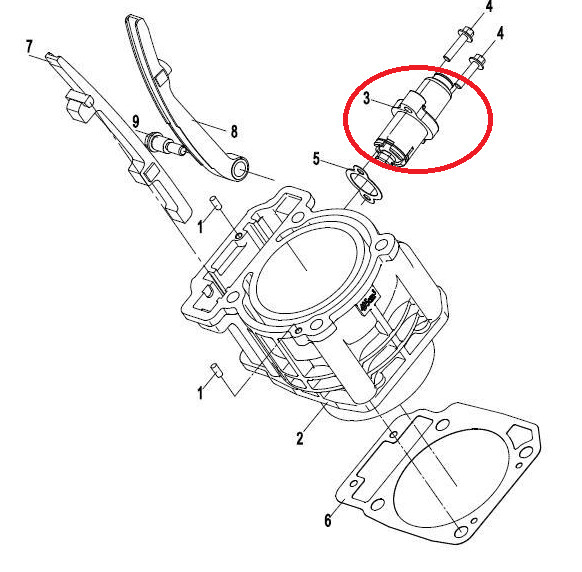 Întinzător lanț ATV CF Moto CF500 – sistem tensionare lanț transmisie [2]