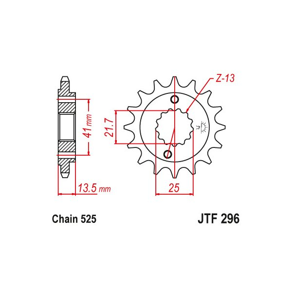 Pinion Față JT JTF296.16 – 16T, Pas Lanț 525 [2]