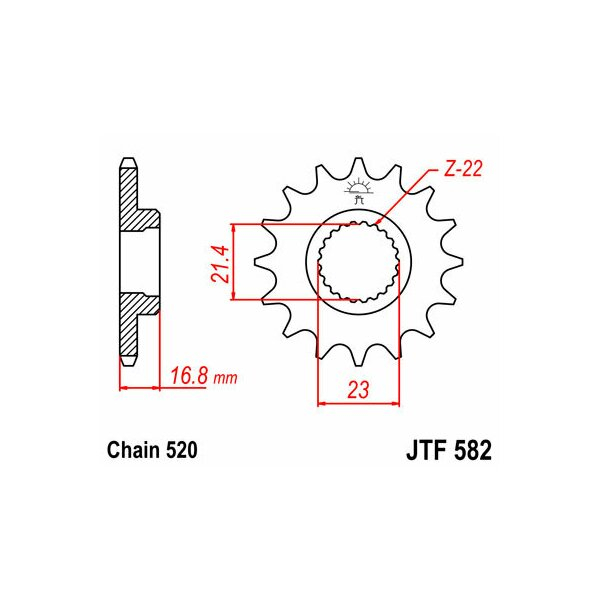 Pinion Față JT JTF582.16 – 16T, Pas Lanț 520 [2]