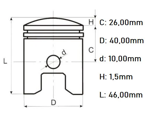 Piston kit motor bicicletă 50cc (40 mm, bolt 10 mm) [2]