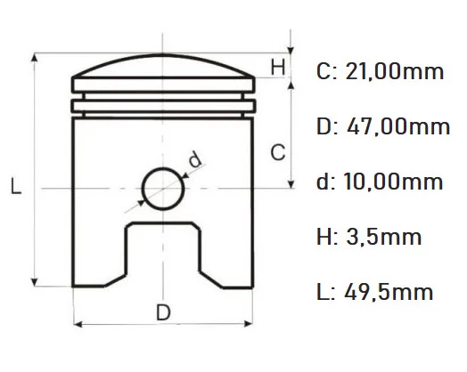 Piston kit motor bicicletă 80cc (47 mm, bolt 10 mm) [4]