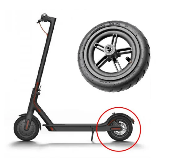 Roată spate trotinetă electrică 10 inch (cauciuc cu cameră) – completă, montată [2]