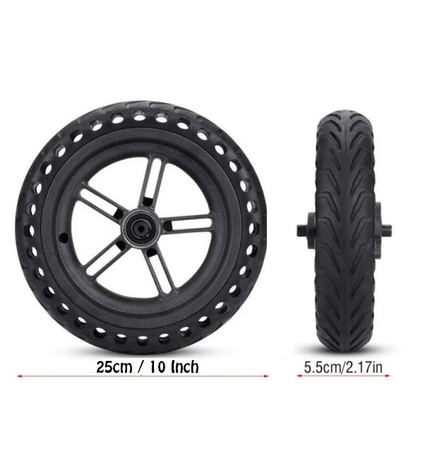 Roată spate trotinetă electrică 10 inch – cauciuc solid (complet asamblată) [4]
