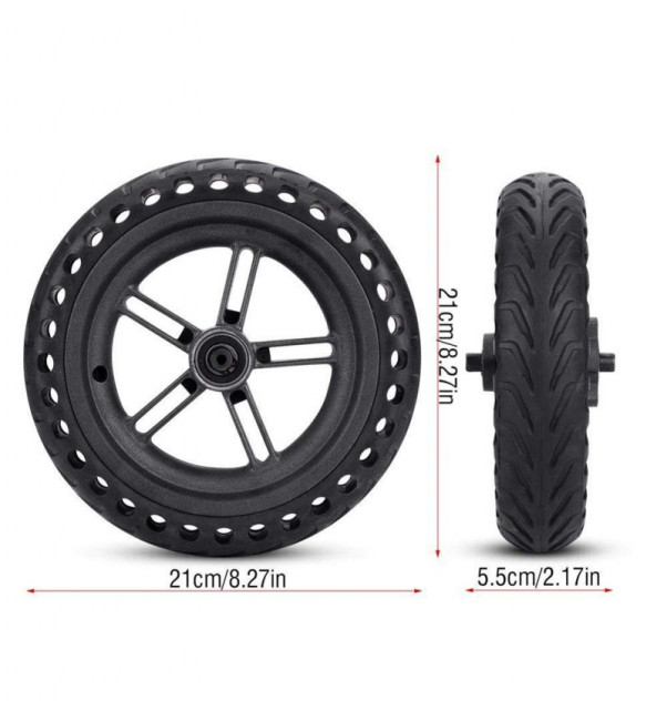Roată spate trotinetă electrică 8.5 inch (cauciuc solid) – completă, montată [2]