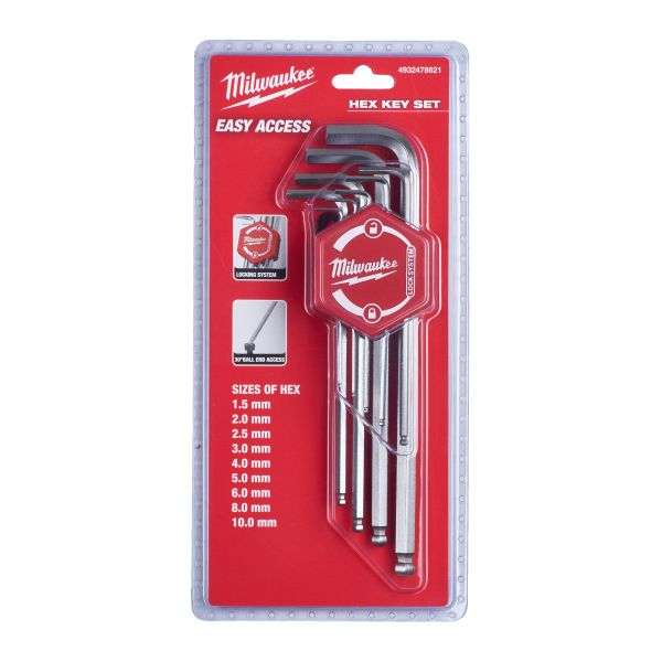 Set chei imbus Milwaukee HEX tip L – 9 buc, 1.5–10 mm [4]