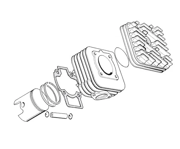 Set motor scuter 2T 50cc Piaggio – răcire aer, cilindru 40 mm [3]