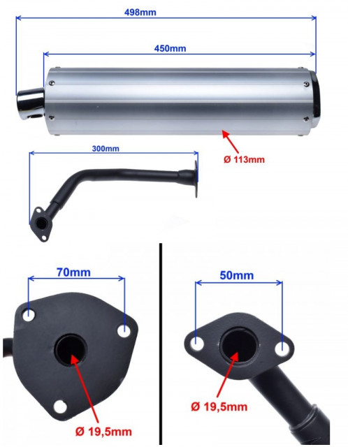 Tobă racing scuter chinezesc 4T R12 – esapament sport pentru motoare GY6 50–80cc [3]