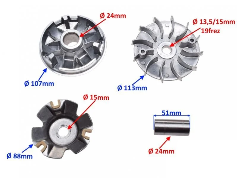 Variator scuter 4T 125–150cc – Compatibil motoare GY6 152QMI / 157QMJ [3]