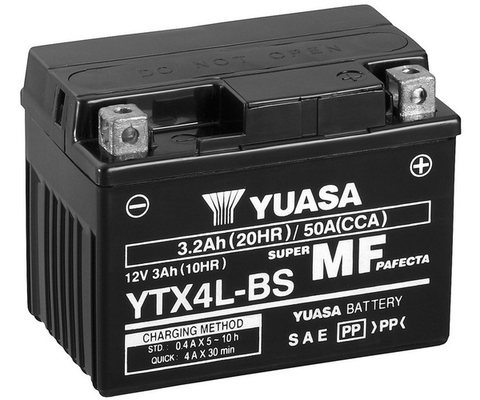 Electrica si Baterii - Acumulator moto YUASA YTX4L‑BS 12V 3Ah 50A – AGM, fără întreținere, încărcare uscată