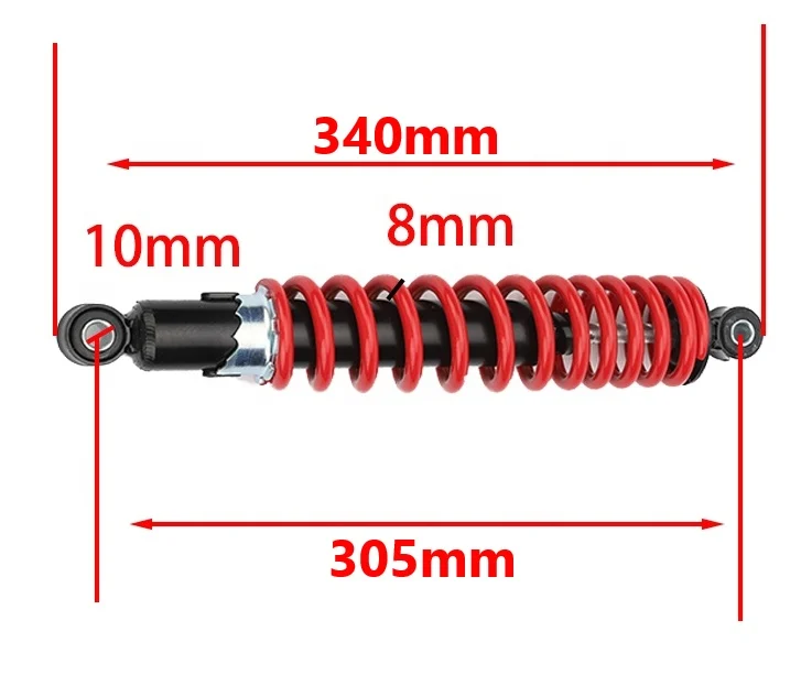 Amortizor scuter 305 mm – prindere bucșă‑bucșă, compatibil scutere & ATV-uri [1]