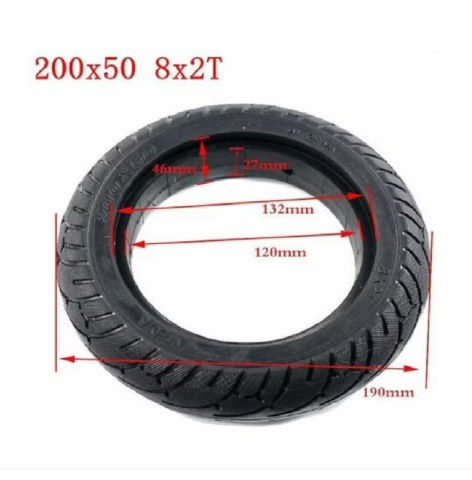 Anvelopă 200×50 (8 inch) pentru trotinetă electrică – cauciuc plin, durabil [1]