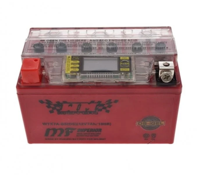 Baterie - Baterie gel Scuter / ATV 12V 7Ah cu display – Borna pozitivă pe stânga