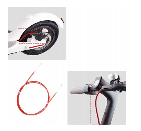 Cablu de frână 190 cm pentru trotinetă electrică Xiaomi M365 / M365 Pro / M187 – oțel inoxidabil, anti‑coroziune, roșu [3]