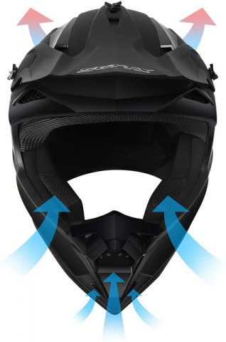 Cască ATV / Enduro Negru Mat L (59–60 cm) — Protecție off‑road, vizieră peak [3]