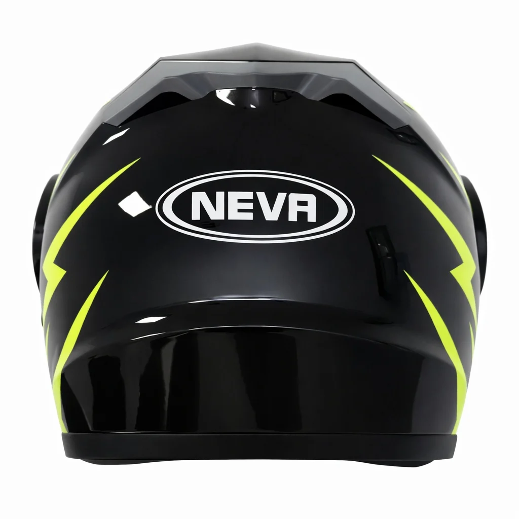 Cască moto Flip‑up TECH – Full‑Face Modulară, Negru Lucios + Verde Neon, Mărimea L (59–60 cm) [3]