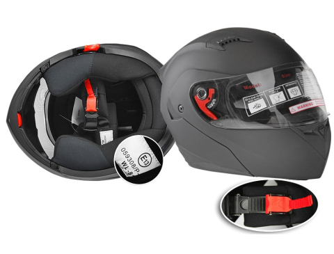 Cască moto modulară Neagră L (59–60 cm) — Flip‑up, vizieră internă retractabilă [2]