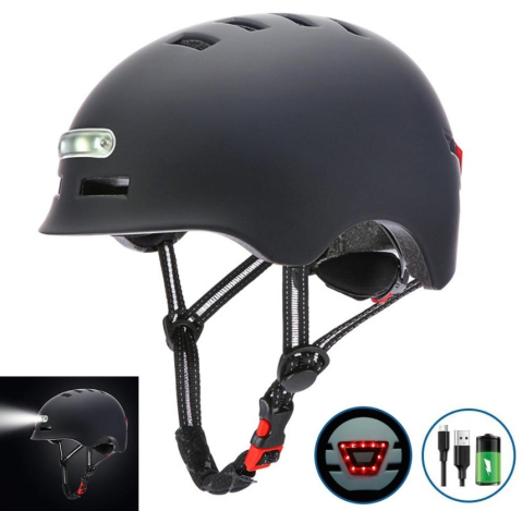 Open Face - Casca protecție urbană cu lumini LED integrate Negru Mat | Mărime ajustabilă