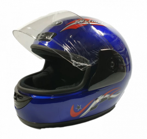 Full Face - Cască scuter Full Face Safe Albastră — Vizieră completă, protecție integrală